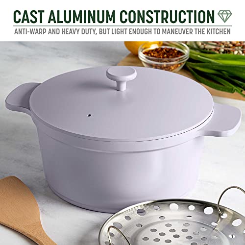 Image of Goodful All-In-One Pot, Multilayer Nonstick, High Performance Cast Dutch Oven With Matching Lid, Roasting Rack And Turner, Made Without PFOA, Dishwasher Safe Cookware, 4.7-Quart, Lilac Frost