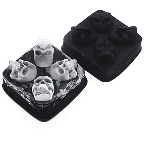 Forma De Gelo Caveira Crânio 3D Silicone 4 Caveiras