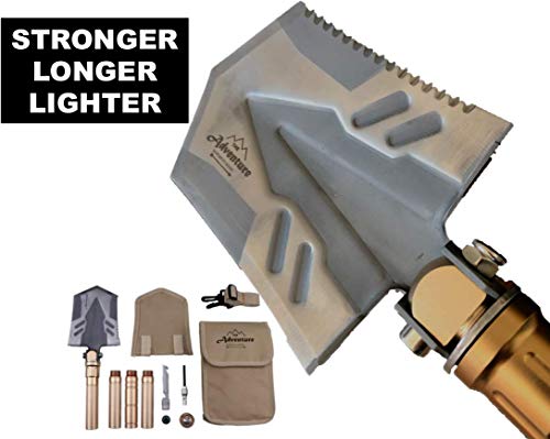 Folding Shovel Multitool, Tactical Shovel for Camping, Emergency, Hiking, Fishing, Hunting, Backcountry, Off-Roading