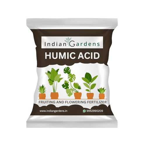 Image of Indian Gardens - Organic humic acid fertilizer for plants | Organic humic fertilizer | Soil conditioner | Plant growth booster | Root growth enhancer | (Humic, 200 Grams)