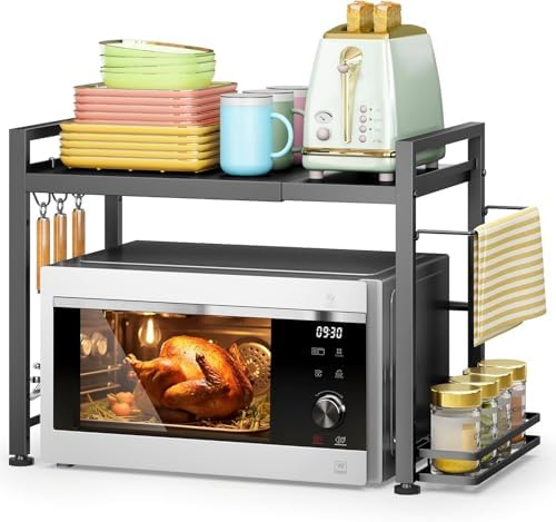 DOLALIKE Microwave Oven Rack, Expandable Microwave Stand Countert...