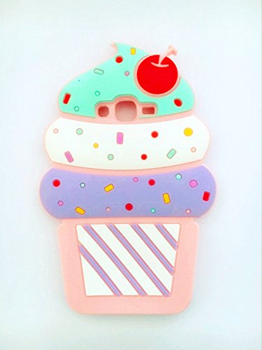 Cute 3D Cherry Ice Cream Silicone Soft Case Bumper Back Cover for Samsung Galaxy J7