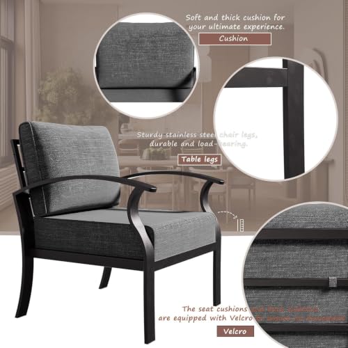 Image of Aluminum Patio Furniture Set with Fire Pit Table, 7 Seats Outdoor Patio Conversation Sets with Ottomans, Modern Metal Patio Sectional Sofa with Upgrade Cushions for Patio, Backyard, Deck - Grey