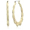 Betsey Johnson Large Nickel Bamboo Hoop Earrings