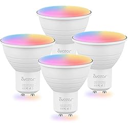Bombillas Inteligentes Leroy Merlin Alexa Bombilla Alexa LED Inteligente GU10, Lámpara Inteligente 5W 2700-6500K Luces Cálidas/Frías & RGB ajustable, Sincronizar con música, Conexión rápida Funciona con Alexa y Google Home,4 PCS