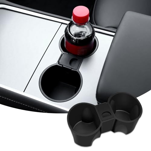 HEVLE Center Console Cup Holder Insert, Anti-Slip Silicone Center Console Cup Holder for No More Spilled Drinks, Car Interior Accessories Compatible with 2020-2024 Model Y and 2021-2023 Model 3