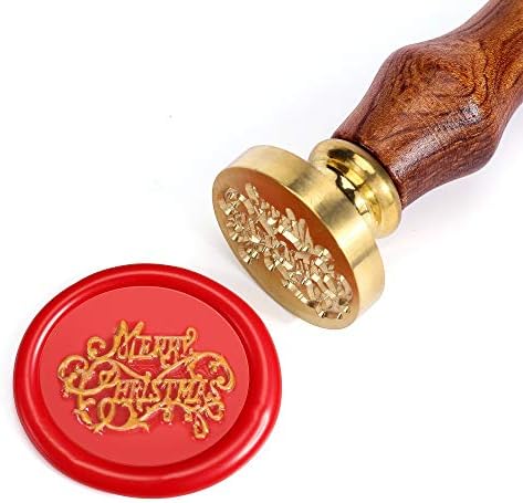 Mogoko Wax Seal Kit, Vintage Meery Christmas Wax Seal Stamp Set with Sealing Wax Sticks and Melting Spoon White Candles