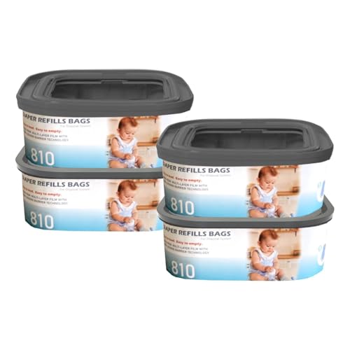 Image of Jumbo Square Refills Disposal Bags Refill Compatible with Diaper Genie Compact and Select Pails(Not Fit Classic Version Pails),with Continuous Film,HoldUp to 810 Newborn-Sized Diapers Per Refill,4Pack