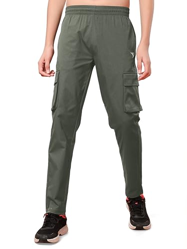 Image of TECHNOSPORT Boys' Solid Straight Fit TS Flexi Cargo Trackpants Drawstring 4-Pocket Polyester Joggers for Sports Play School UPF50+ Anti Odour