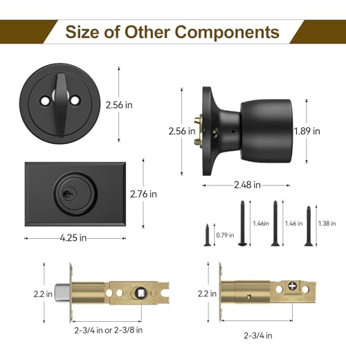 Hosom Matte Black Front Door Handle And Deadbolt Set, Exterior Front Door Lock Set With Interior Door Knob thumb #2