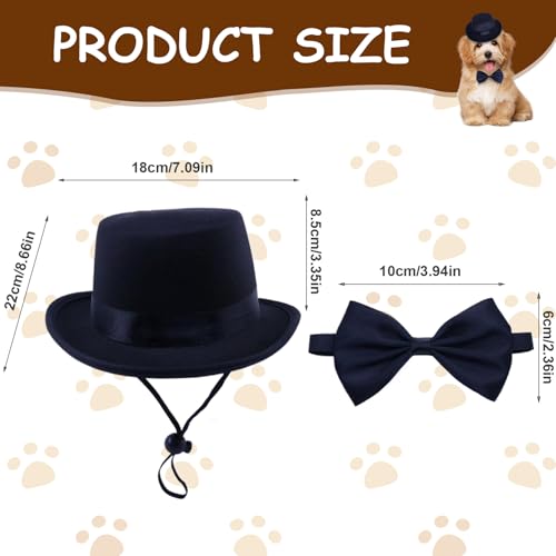 Disfraz formal para perro con sombrero y moño negro miniatura 3