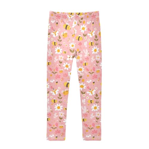 KLL Honey Bees Daisy Toddler Girls' Basic Leggings Casual High Waisted Leg Yoga Pants Sports