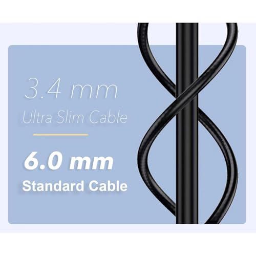 Elfcam® - 25m Slim Kabel Ethernet Cat 8, Kabel Sieciowy LAN/WAN, Cat 8 SFTP 32AWG, 2000 MHz 40 Gbps z Złączami RJ45 Wysokiej Jakości, Czarny Okrągły (25M)