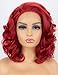 K'ryssma Short Curly Bob Red Synthetic Lace Front Wigs for Women Cosplay Party