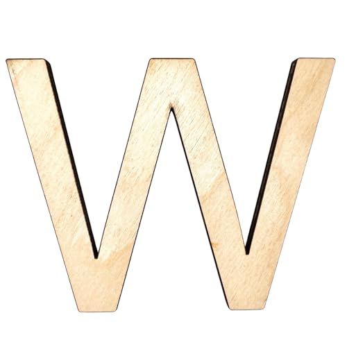 Krafty Supply (Arial) Letters, Unfinished Wooden Letters, Sturdy and Durable, Paintable Birch Craft Alphabet (7in Tall, 1-4in Thick,Letter W)