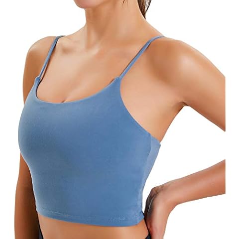 VENUZOR Women Padded Sports Bra - Camisole Crop Tops - Sleeveless Shirts Yoga Tank Top for Gym Fitness Workout Running - blue - S Cover