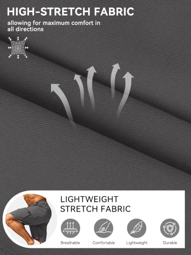 JEMLDL Mens Cargo Shorts Classic Casual Stretch Elastic Waist Summer Outdoor Work Shorts for Men with 5 Pockets Dark Gray L — view 5