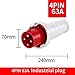 AELATNGS 1pcs Waterproof Industrial Plug3/4/5 Pin dustproof socket IP67 Male and Female 63A Mounted industrial socket 380V 415V(Color:4P 63A Plug)
