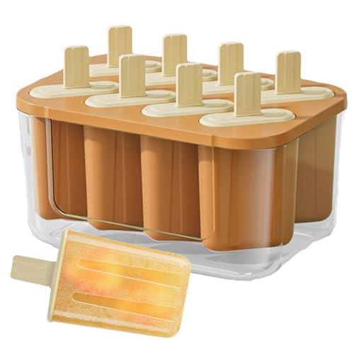 Molde de helado | Moldes de silicona para paletas caseras con 8 cavidades | Suministros para hacer polos de hielo caseros de fácil liberación para mermelada, frutas, yogur, de gelatina