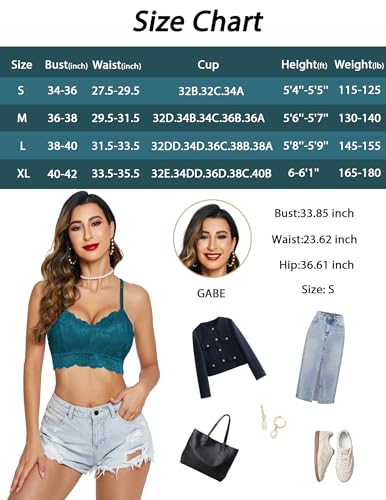 Image of Avidlove Lace Bralettes for Women Padded Bralette Camisole Racerback Crop Top Floral Lace Bralettes V Neck
