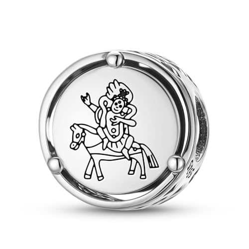 AIEGNOS 925 Sterling Silver Buddhist Gods Palden Lhamo Charms for Bracelets & Necklaces Pendants Beads Jewelry Fit Pan Bracelet Charm Ethnic Cultural Symbols Gifts for Women