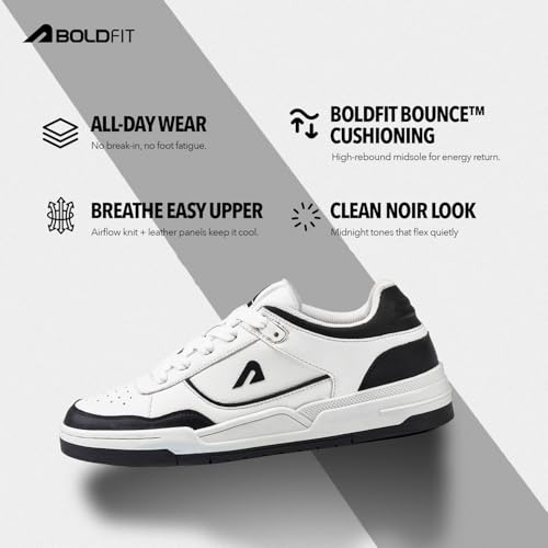 Image of Boldfit Sneakers for Women Comfortable Air Faux Leather Shoes for Woman, Lace-Up Casual Girls Shoe, Lightweight Sneaker Shoes for Woman DripWave
