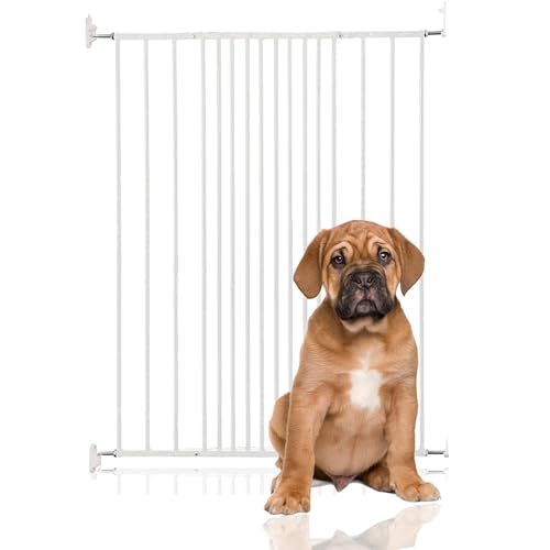Safetots Extra Tall Screw Fitted Pet Safety Gate, 62.5cm - 106.8cm, White, 103.5cm in Height, Dog Stair Gate, Safety Barrier for Puppy