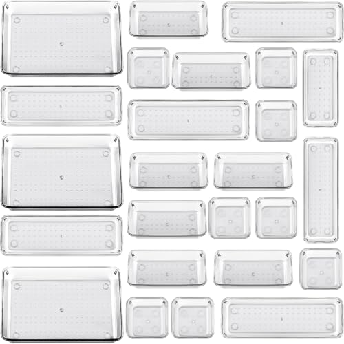 Miniatura 5 de Set De 25 Cajones De Organización Organizadores De Plástico Transparentes Separadores De Cajones Para Escritorio Baño Cocina Frigorífico Despensa Maquillaje Joyas Multiusos