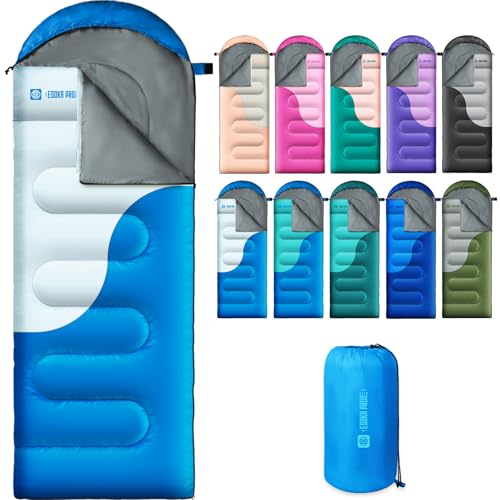 Sleeping Bags for Adults&Kids,Lightweight Waterproof Warm Weather Sleeping Bag,Compact Portable Sleeping Bag for Camping,Essentials Gear for Camping Hiking Outdoor Travel (Sky)