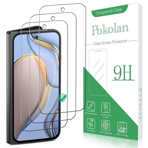 Pokolan 3 Pack Screen Protector for Google Pixel 9 Pro Fold Tempered Glass, 9H Hardness, Case Friendly, No Bubbles