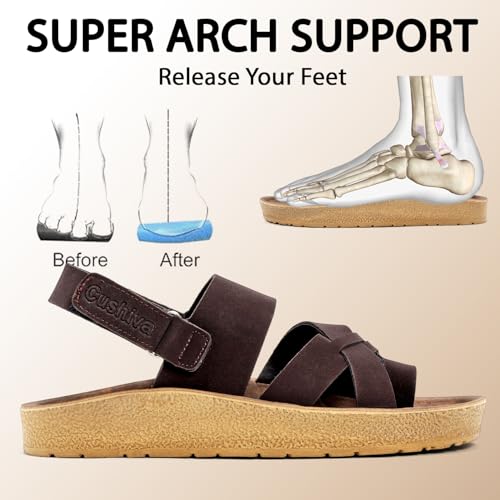 Image of Men Comfort Back Strap Sandals - Adjustable Slingback Flat Sandals with Cushioned Footbed, Lightweight Sole, Casual Everyday Wear Supportive Slip-On Style
