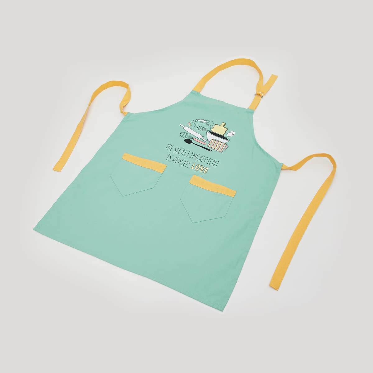 Home Centre Sweet Shop Love Text Printed Kitchen Apron- Cotton- 60 x 74 cm, Teal, Standard
