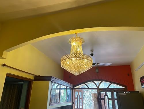 Crystal Chandelier for Living Room Bedroom Office Jhoomar Glass Crystal Big Size Jhumar Modern Ceiling Light (Size: 40 x 40 x 77 CM)