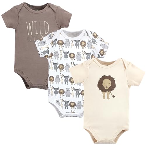 Image of Hudson Baby Unisex Baby Cotton Bodysuits, Safari Lion, 9-12 Months