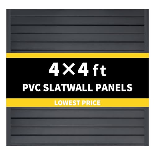 HUZJIEHUI 4'H x 4'W PVC Slatwall Panels Garage Wall Storage