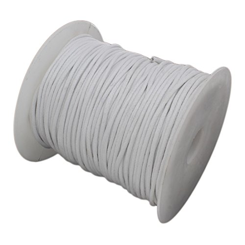 UNYU Correa de plástico para cuerda de bobina, 2 mm, 100 yardas, hilo encerado, plástico, cuerda para collar, cuerda para hacer joyas y suministros, cuerda de algodón blanco