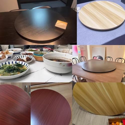 Large Wooden Lazy Susan 30in-50in | 360° Swivel Kitchen Turntable | Sturdy Oversized Service Tray for Dining Table | Easy to Clean | Black Color | Perfect for Entertaining