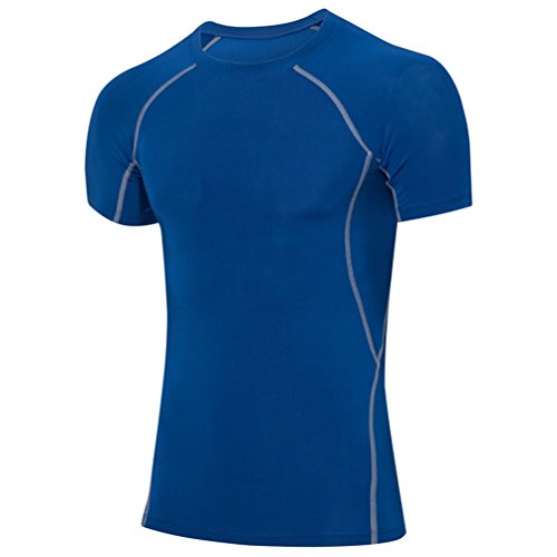 TieNew T-Shirt de Compression Manches Courtes Homme Sport, T-Shirt Haut de Compression Base Layer Tops à Manches Courtes Homm Cover