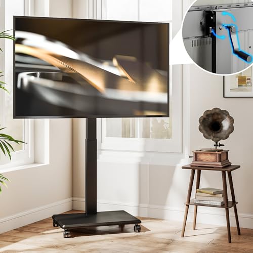 Image of 32 inch - 75 inch TV Stand Cart with Wheels 90 Degree Landscape /Portrait