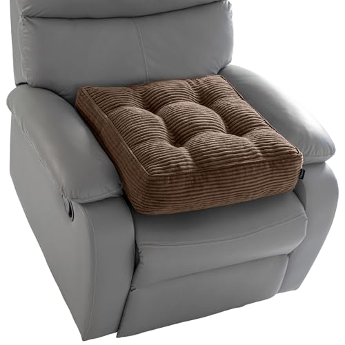 HIGOGOGO Tufted Corduroy Recliner Seat Cushion for Elderly, High Density Foam Large Square Seat Cushion for Recliner Chair, Floor Pillow, Office Chair, Car, No Pressure on Thighs, 20x20x4