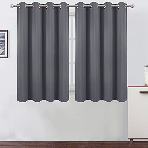 Image of LEMOMO Grey Thermal Blackout Curtains /52 x 54 Inch /Set of 2 Panels Room Darkening Curtains for Bedroom
