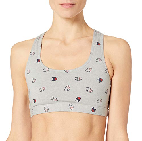 Champion LIFE Women's The 029 Reissue Bra-Tossed C Logos AOP, Oxford Grey, Medium