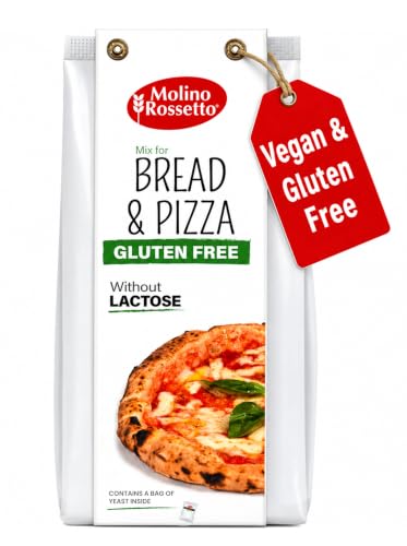 Molino Rossetto Gluten Free Pizza Dough Mix with Active Dry Yeast, Healthy Crust or Bread, Vegan, Italian Flour Blend, Perfect for GF Baking, Celiac-Friendly - 17.64 oz