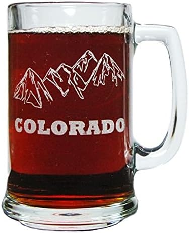 Miniatura 4 de Colorado Mountains and Colorado Flag - Taza de cerveza con asa grabada en ambos lados