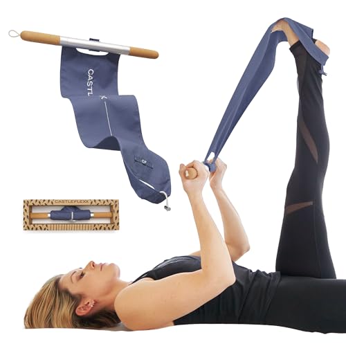 CastleFlexx Mobility and Full Body Strengthening Device | Non-Elastic Stretch Strap with Natural Premium Cork Handles for Stretching Exercise Physical Therapy and Yoga
