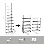 Raquette de chaussures, 10-Tier Organisateur de rangement de chaussures étroites en métal, rack de rangement avec crochet, vertical 20 Organisateur de chaussures et de bottes, étagère de chaussures pour le placard d'entrée Hallway noir