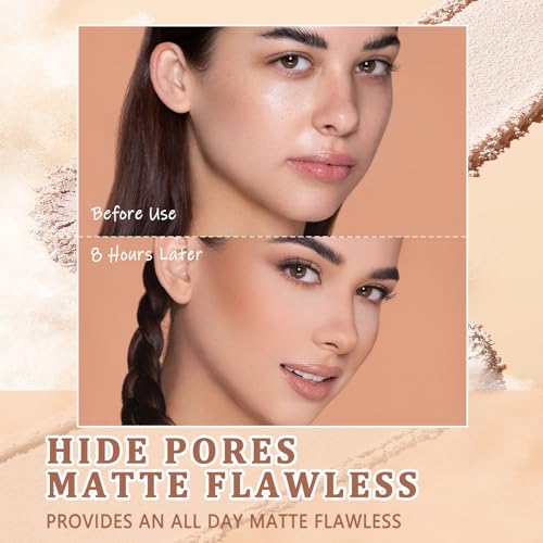 Naissiya Oil Control Face Pressed Powder,Matte Smooth Flawless Setting Powder Makeup,Waterproof Long Lasting Finishing Powder,Cruelty Free Lightweight Face Cosmetics,0.35Oz thumb #1