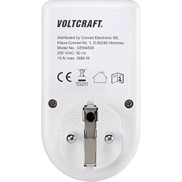 VOLTCRAFT SEM4500 Energimätare Kostnadsprognos, Alarmfunktion, Eltariff inställbar