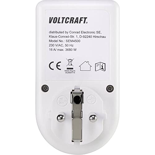 VOLTCRAFT SEM4500 Energy Cost Meter Cost Forecast, Alarm Function, Adjustable Electricity Rate, Multi-coloured - Image 3