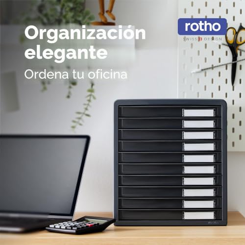 Miniatura 4 de Rotho Timeless Cajón Caja De Oficina Con 10 Cajones, Plástico Ps Sin Bpa, Antracita, 34.5 X 29.0 X 32.0 Cm